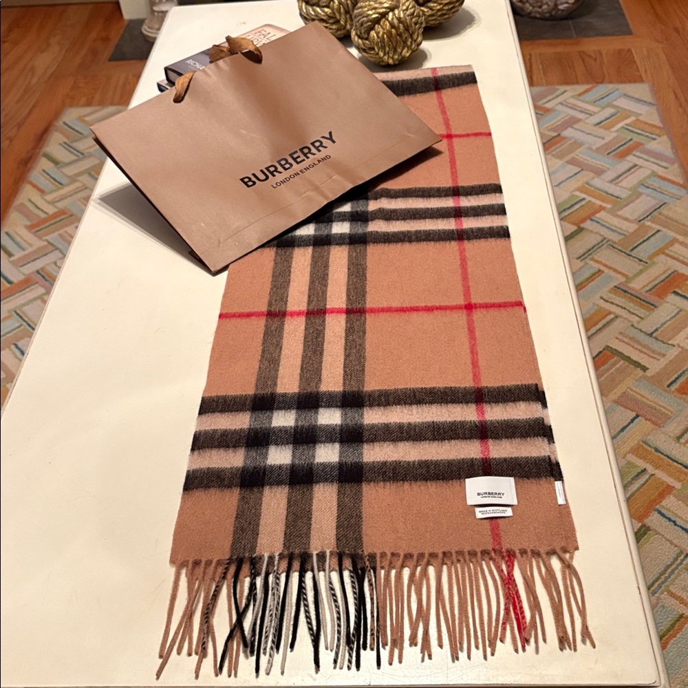 Burberry Cashmere Scarf made in Scotland (NWT)  74” includes shopping bag - Picture 2 of 8